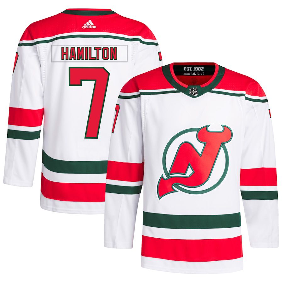 Men New Jersey Devils #7 Dougie Hamilton adidas White 2022-23 Heritage Primegreen Authentic Pro NHL Jersey